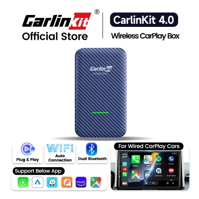 CarlinKit 4.0 Wired to Wireless Apple CarPlay Adapter 2 Cables For Built-in Wired Apple CarPlay Carplayer Supports iPhone or Android Phone Android Auto Activator 20s Auto-Connect