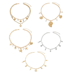 Adjustable 18+3cm Pearls Beach Necklace Zinc Alloy Fashion Collarbone Chain For Women Vacation Essential