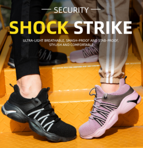 QINHUIZE New safety shoes mens anti-smashing and anti-stab steel toe cap wear-resistant breathable work shoes lightweight safety boots