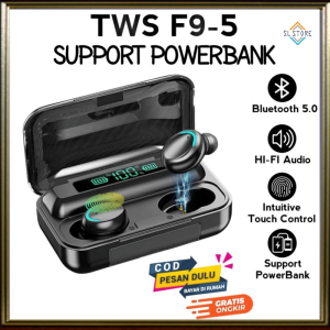 SL F9-5 TWS HEADSET BLUETOOTH GAMING NIRKABEL POWERBANK INCLUDED