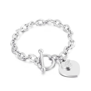Heart Initial Bracelet Charms Chain Bracelet For Women Stainless Steel Bracelet Birthday Christmas Jewelry Gift for Girls