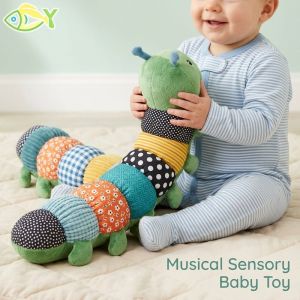 Musical Baby Rattle Soft Plush Caterpillar Toy Tummy Time Sensory Educational Montessori Toy For Newborn 0-3 Years