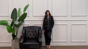 for Christmas or Party Red Full Length Women Pyjama Silk Satin Womens Two Piece Set Pajamas Sleepwear