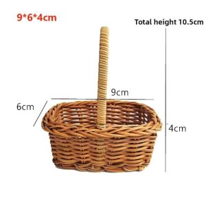 CANICECA with Handle Imitation Rattan Handhold Handwoven Household Weaving Flower Basket High Quality 2 Styles Braid Storage Baskets Home Decoration /Restaurant Serving Tabletop Display