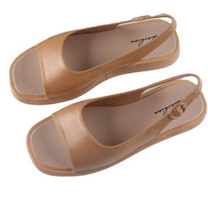 3cm PVC Flat Sandals For Women Classy Square Open Toe Sandals For Women comfortable Soft Slide Slippers Women