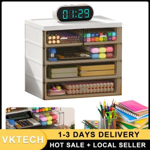 4 Tier Stackable Desktop Storage Drawers W/ 5 Drawers Stackable Desk Organizer Desk Drawer Organizer for Desk Office Home