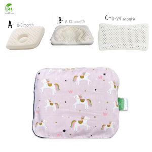 หมอนหลุมหัวทุย หมอนทารก สำหรับทารก 0-12 ด.ยางพาราแท้100% ไม่มีกลิ่นฉุน ระบายอากาศ ปลอก2ชั้นถอดซักได้