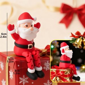 Santa Claus Figurine 3D Printed Movable Arms Legs Sitting Christmas Table Decor Ornament Gift