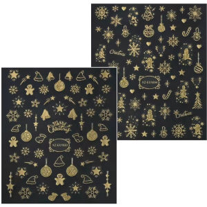 Dorisna 2 miếng dán móng tay tự dính hình bông tuyết bánh gừng nhãn dán móng giáng sinh Cây giáng sinh Relief 3D nhãn dán móng nghệ thuật mùa đông năm mới