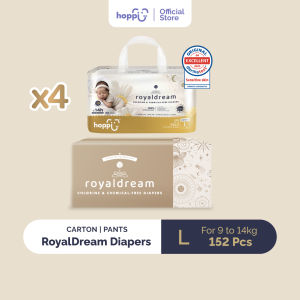 [Carton] Hoppi RoyalDream Baby Diaper Pants M42/L38/XL32/XXL28 (4 Pack) 100% 7 Chemicals-Free*