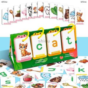 [COD] shiou CVC Từ Builder Trò Chơi Thẻ Tìm Hiểu Để Đọc Montessori Từ Xây Dựng Máy Tính Để Bàn Túi Biểu Đồ Lều Flash Thẻ Kit Với 80 Thẻ