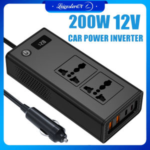 Lst 200W Bộ đổi nguồn cho ô tô DC 12V/24V để AC 220V điện biến tần cho xe với PD 30W TYPE-C Cổng USB kép cổng và QC3.0 nhanh chóng cổng sạc xe Bộ chuyển đổi sạc