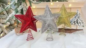 Christmas Tree Top Glittering Star Topper Hanging Pendant Sparkle Xmas Tree Decor Holiday Ornaments COD PH