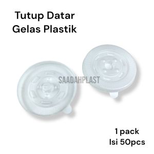 (ISI 50) Tutup Datar Flat 9cm / Gelas Oz 10oz 12oz 14oz 16oz