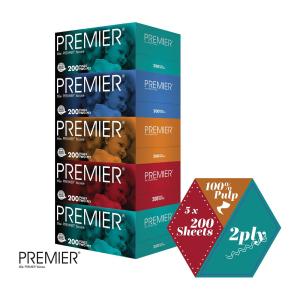 Premier Classic 2-Ply Facial Tissue - 5 Boxes [Design may Vary]