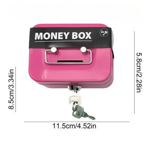 Metal Coin Bank with Key Lock Money Box Money Organizer Small Storage Box for Adults and Kids