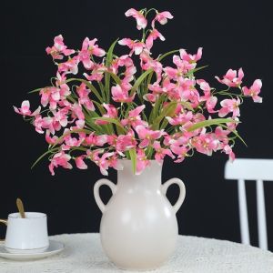 FOUNDTWO 50CM Length Artificial Orchid Flower Realistic with Leaves Fake Flowers Multi-functional Plastic Plants Orchid Flower Branch Home Decoration