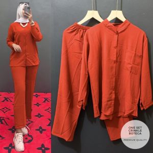 ONE SET CRINKLE BOTEGA/ATASAN MUSLIMAH TERBARU/BUSANA MUSLIMAH TERBARU