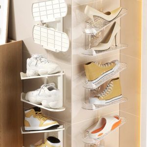 Wall Mounted Slipper Rack Multifunctional Shoe Rack Wall Hanging Foldable Shoe Rack