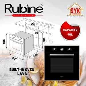 SYK RUBINE Built In Oven RBO-LAVA / RBO-CAVO Electric Oven Grill Kitchen Appliances Electric Oven Kitchen Ketuhar Besar Eletrik Dapur