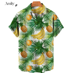 Hawaiian Shirt For Men Fruit 3D Pineapple Printing Patterned Clothing Summer Beach Surfer Man Shirt Short Sleeve
