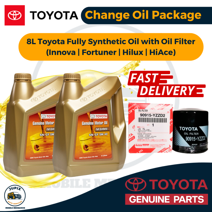 Toyota Fully Synthetic Engine Oil 5W-40 [8 Liters + Oil Filter] Oil ...