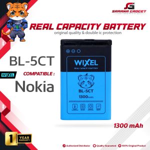 WIXEL Baterai BL-5CT Nokia 3720 3720C 5220 6303 6303C 6303i 6730 6730C C3-01 C5 C5-00 C6-01 Classic Double Power Real Capacity Batre Batrai Battery Original Ori Dual BL5CT