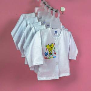 Bộ 5 áo sơ sinh tay Ngắn/ Dài Trắng nút giữa cho bé từ 0 - 12 tháng