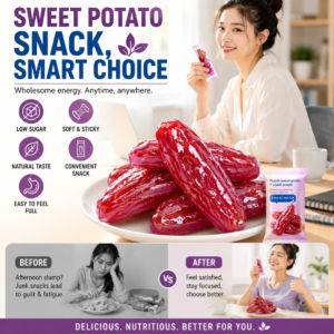 Purple Sweet Potato Dried Soft Chewy Snack Low Sugar Healthy Treat Individually Wrapped Dried Purple Sweet Potato Crispy Bite Size Dietary Fiber Snack