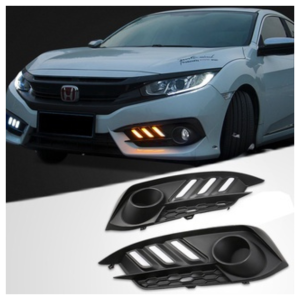 HONDA CIVIC FC 2016-2022 REAR BUMPER FACELIFT FOG LAMP COVER DRL DAYLIGHT DAY LIGHT LED MUSTANG 6000K