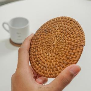 Placemate Coaster Rotan/Tatakan Gelas Mangkuk/Alas Gelas Property Foto Minuman