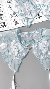 Elegant Embroidery Flower Decorative False Collar Female Sweater Shirt Dress Clothes Sewing Collar Shawl False Collar