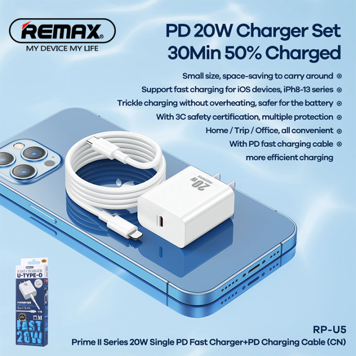 Remax PD 20W (SET) IPh Charger Fast Charger Cable Adapter 1M PD ...