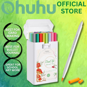 Ohuhu Markers Pens for Journaling: 40 Colors Art Markers Dual Tips Extra Fine & Brush Pens Water-Based Coloring Markers for Adults Coloring Books Bullet Journal Drawing Calligraphy Sketching