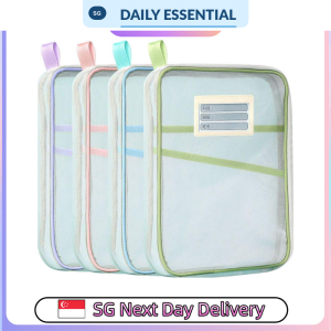 【DAILY ESSENTIAL】 A4 Mesh Document Organiser with L-Shaped Zip - 3 Compartments