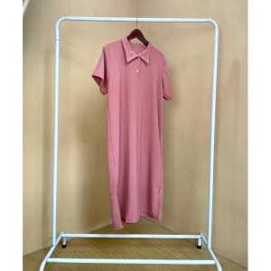 Home Dress Kerah Kemeja Midi Dress Korean Style Crinkle Airflow