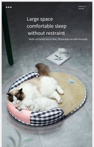 Elegant Plaid Cotton Cat Bed with Soft Plush Cushion for All Breed Cats