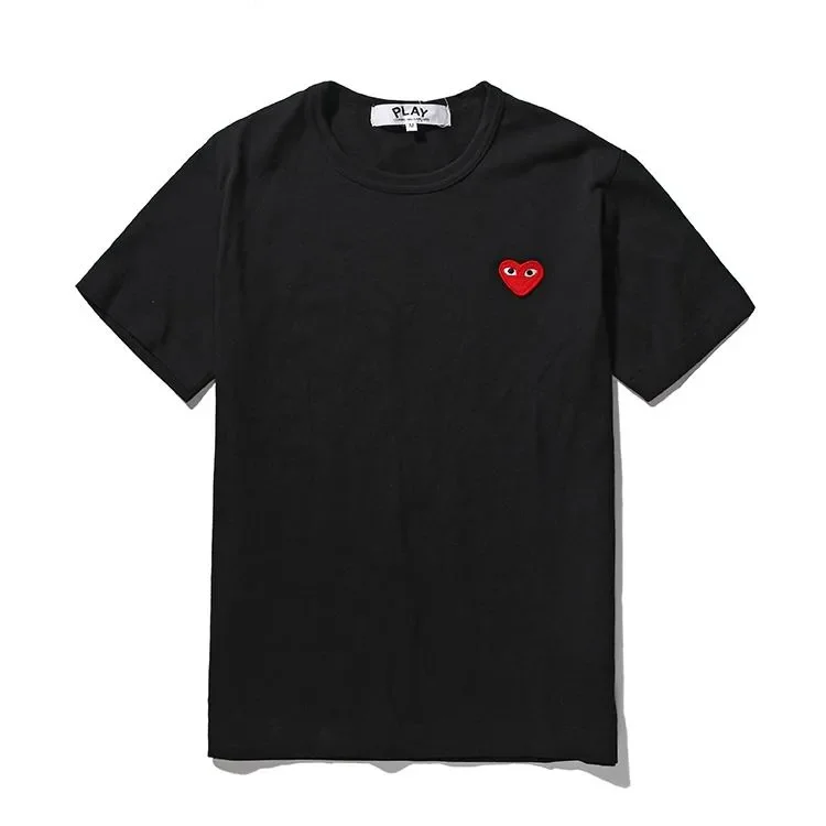 New Style Original COMME Des Garcons CDG Play Pure Cotton Short sleeved Heart T Shirt Simple Loose Fashion Soft Men Women His and hers Clothes New Lazada