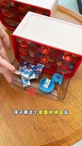 Desktop Storage Box with Drawers Transparent Office Home Stationery Cosmetic Storage Box桌面收纳盒