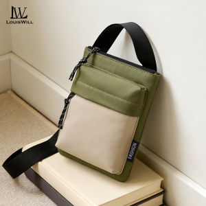 LouisWill Mens Shoulder Bag Waterproof Oxford Cloth Vertical Mini Phone Bag Casual Sports Street Crossbody Bag Travel Business Bags