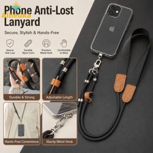 Allieuka Outdoor Double Buckle Mobile Phone Lanyard Adjustable Crossbody Multi-use Anti-theft Phone Chain