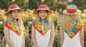 Women UV Protection Sun Hat Broad Brim Neck Cover Flap Foldable Outdoor Gardening Hiking Fishing Beach Cap (B1)