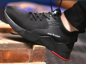 QINHUIZE Mens Steel Toe Work Safety Shoes Casual Breathable Outdoor Sneakers Puncture Proof Boots Comfortable Industrial Shoes for Men