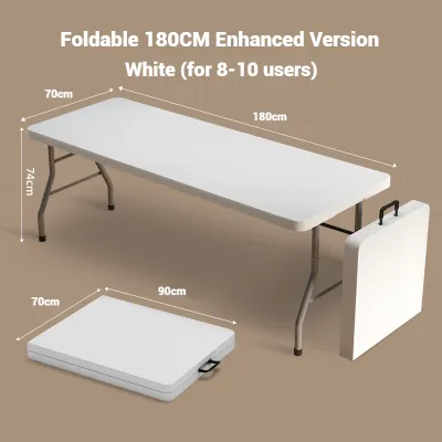 IAKE Foldable Table PP Plastic Computer Desk Dining Table Outdoor Table Portable Iron Frame Waterproof And Sunproof Banquet/Event/Catering/Night Market Study