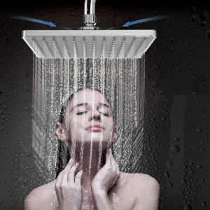 HOL High Pressure Shower Head 8 Inches Rain Showerhead G1/2 Adjustable Bathroom Shower Head Spray Showerhead Polished Chrome Bath Rain Round Shower Head Replacement