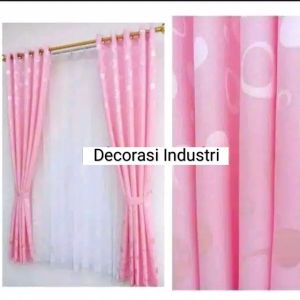 Gorden Polos Jendela Pintu Minimalis Ruang Tamu Mewah warna Abu Polkadot Tirai Korden Gordeng Gordyn