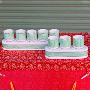 Áng nước thờ sứ cao cấp họa tiết đá hoa cương xanh lá