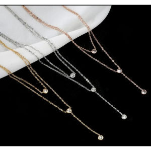 Kalung Titanium WANITA Dua Layer Korea Model Terkini