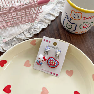 การ์ตูนน่ารัก KT แมวกระต่ายคลิปหูเด็กหูหลุมต่างหูฟรีกำไลเด็กผู้หญิงสร้อยคอต่างหูเด็กผู้หญิงเด็กเครื่องประดับ