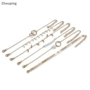 【ZP】Cute 6Pcs set Boho Bracelet Set Women Tassels Leaves Circular Chains Bangle Jewelry